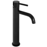 Смеситель для раковины (умывальника) REA LUNGO BLACK GLOSSY черный высокий (REA-B0662)