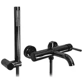 Смеситель для ванны и душа REA LUNGO BLACK GLOSSY настенный с изливом (REA-B4422)