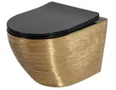 Подвесной унитаз REA CARLO FLAT BRUSHED GOLD BLACK золотой (REA-C3300)