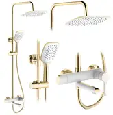 Душевой гарнитур REA MELIA GOLD WHITE с изливом (REA-P2406)