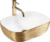 Умывальник (раковина) REA BELINDA BRUSHED GOLD WHITE накладной (REA-U7422)