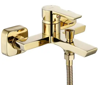 Смеситель для ванны и душа REA ARGUS GOLD золотой настенный с изливом (REA-B6409) Смеситель для ванны и душа REA ARGUS GOLD золотой настенный с изливом (REA-B6409)