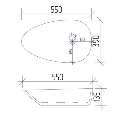 Умывальник (раковина) VBI TRENTO 55 WHITE накладной (VBI-011900)