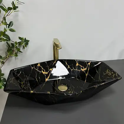 VBI Venezia Marble Black Умывальник накладной, черный мрамор (VBI-012405)