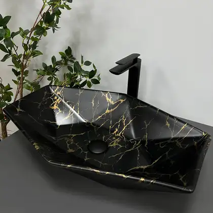 VBI Venezia Marble Раковина накладна, чорний матовий (VBI-012406) VBI Venezia Marble Раковина накладна, чорний матовий (VBI-012406)