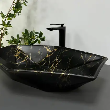 VBI Venezia Marble Раковина накладна, чорний матовий (VBI-012406) VBI Venezia Marble Раковина накладна, чорний матовий (VBI-012406)