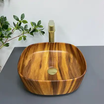 VBI AREZZO WOOD MATT Умывальник накладной, имитация дерева (VBI-013205)