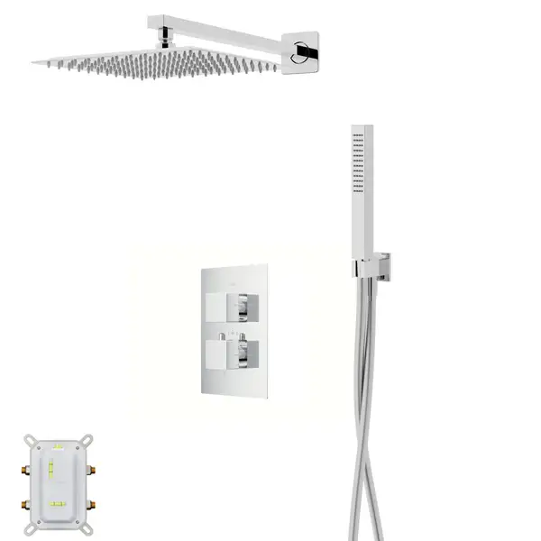 Душевая система CORSAN ANGO 25 CHROME с термостатом + BOX скрытого монтажа (ZA25TCH)