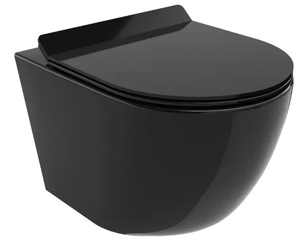 Подвесной унитаз MEXEN LENA BLACK чёрный глянцевый (MEX-30224070)