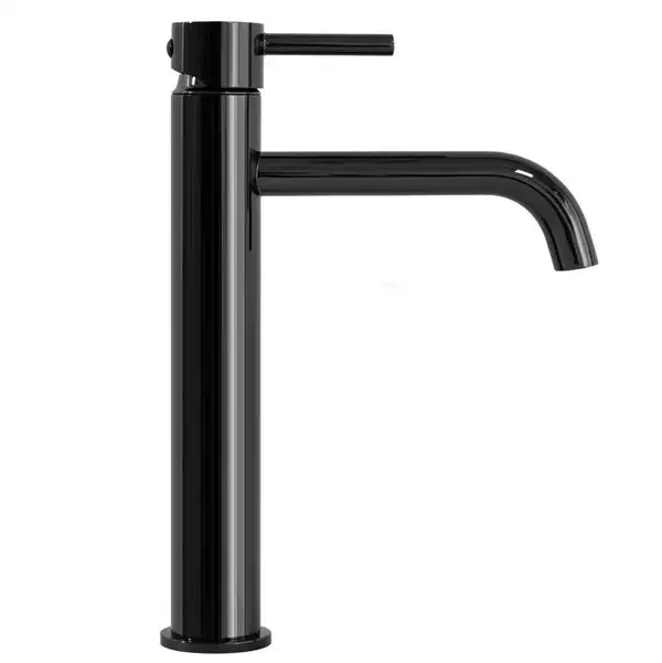 Смеситель для раковины (умывальника) REA LUNGO BLACK GLOSSY черный высокий (REA-B0662)
