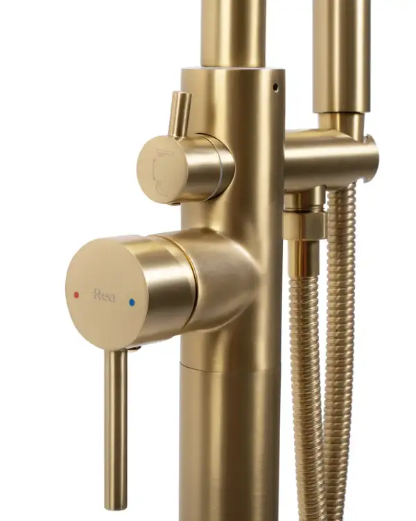 Смеситель для ванны REA  ARAS BRUSHED GOLD напольный (REA-B2719)