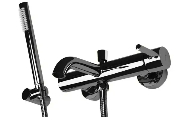 Смеситель для ванны и душа REA LUNGO BLACK GLOSSY настенный с изливом (REA-B4422)