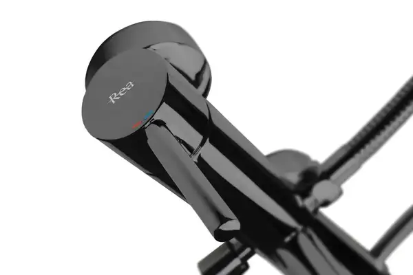 Смеситель для ванны и душа REA LUNGO BLACK GLOSSY настенный с изливом (REA-B4422)