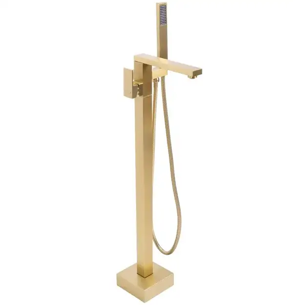 Смеситель для ванны REA TERY BRUSHED GOLD матовое золото напольный (REA-B5307)
