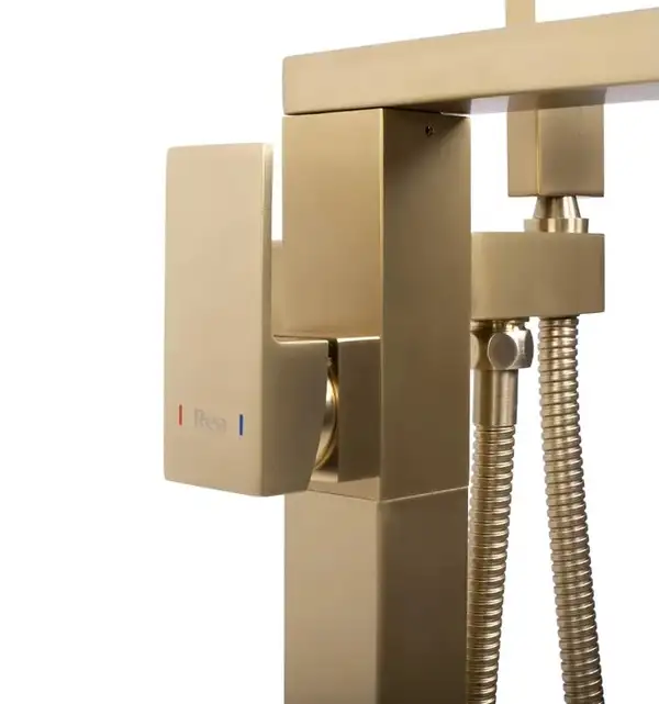 Смеситель для ванны REA TERY BRUSHED GOLD матовое золото напольный (REA-B5307)