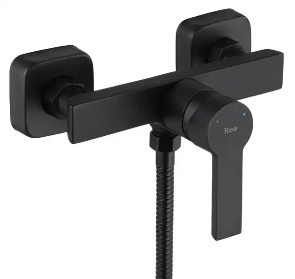 Смеситель для ванны и душа REA ARGUS BLACK MATT черный настенный без излива (REA-B6406)