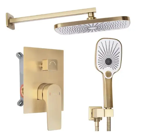 Душевая система REA MOBY BRUSHED GOLD + BOX скрытого монтажа (REA-P2403)