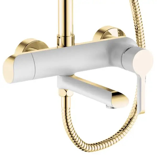 Душевой гарнитур REA MELIA GOLD WHITE с изливом (REA-P2406)