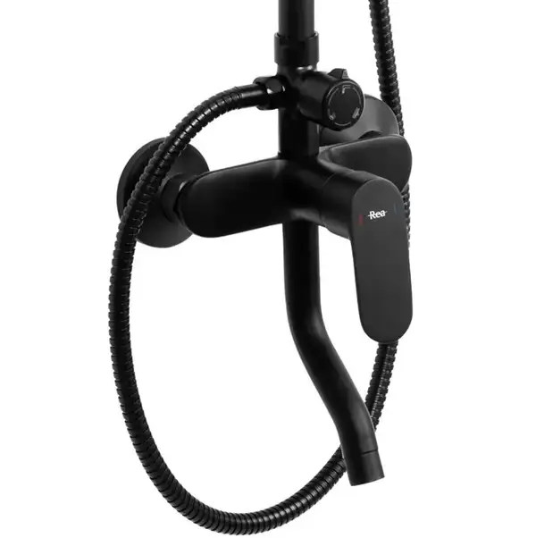 Душевой гарнитур REA SALTON BLACK черный с изливом (REA-P2409)