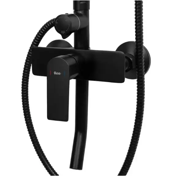 Душевой гарнитур REA MAXIMUS BLACK черный с изливом (REA-P2412)