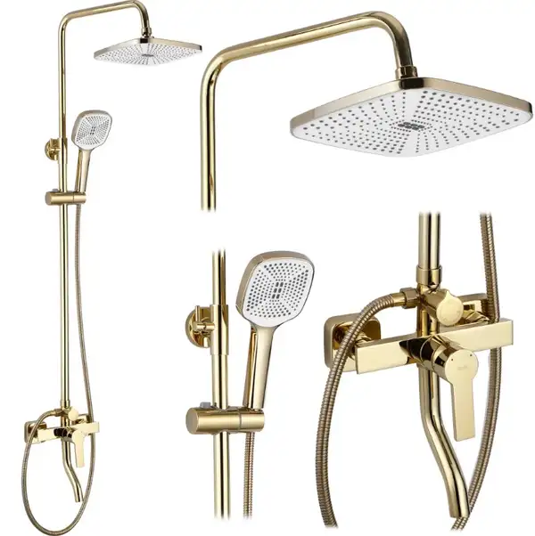 Душевой гарнитур REA  ARGUS GOLD золотой с изливом (REA-P7840)