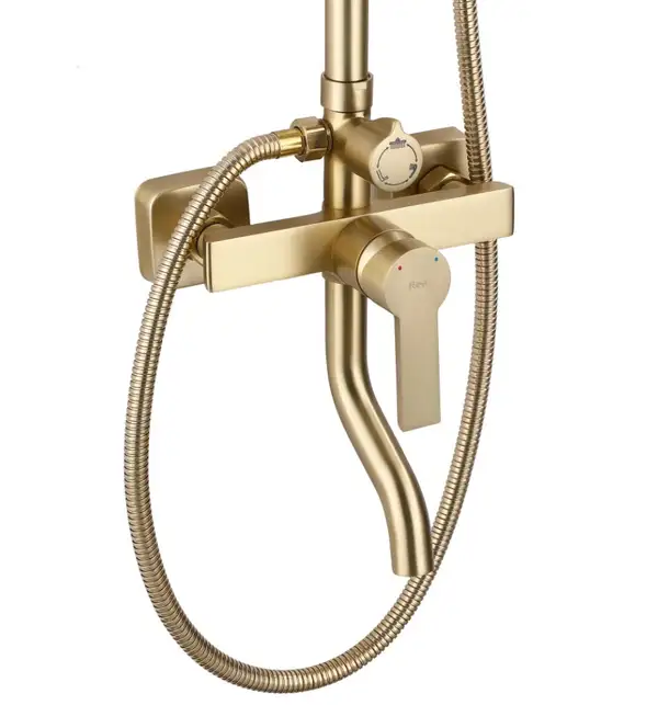 Душевой гарнитур REA  ARGUS BRUSHED GOLD золотой матовый с изливом (REA-P7841)