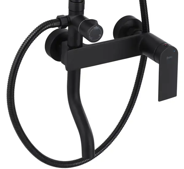 Душевой гарнитур REA STORM 2.0 BLACK черный с изливом (REA-P9532)