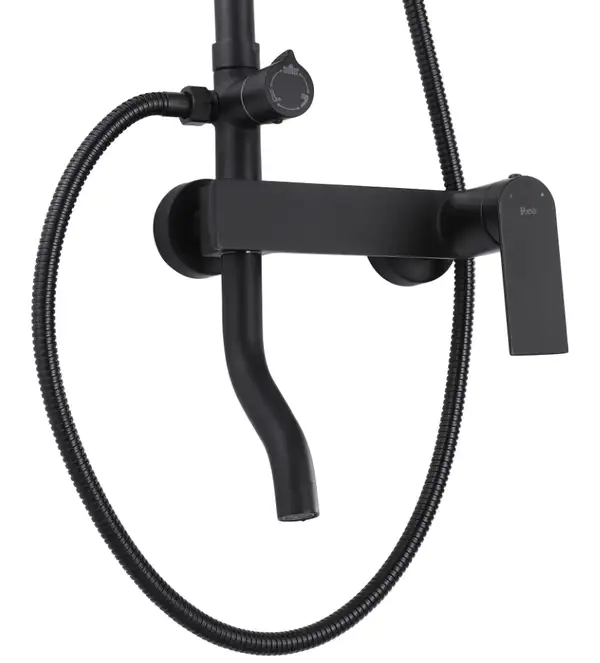 Душевой гарнитур REA STORM 2.0 BLACK черный с изливом (REA-P9532)