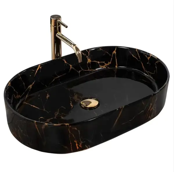 Умывальник (раковина) REA NADIA BLACK MARBLE SHINY накладной (REA-U0539)