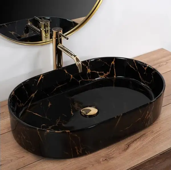 Умывальник (раковина) REA NADIA BLACK MARBLE SHINY накладной (REA-U0539)