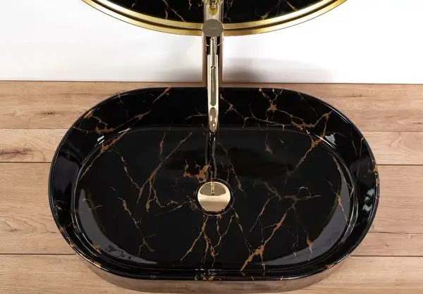 Умывальник (раковина) REA NADIA BLACK MARBLE SHINY накладной (REA-U0539)