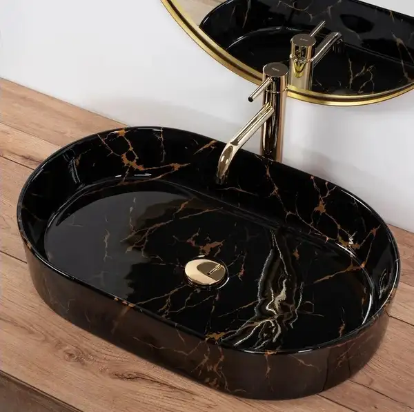 Умывальник (раковина) REA NADIA BLACK MARBLE SHINY накладной (REA-U0539)
