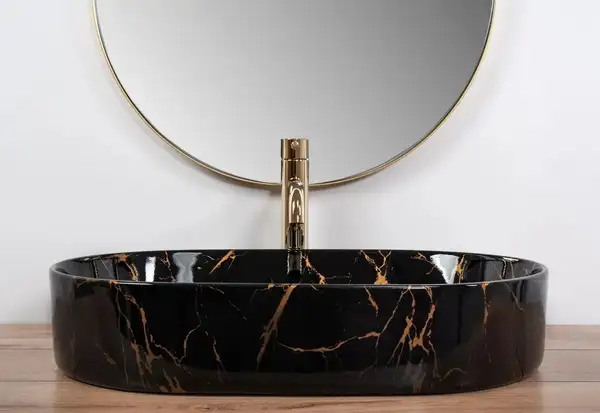 Умывальник (раковина) REA NADIA BLACK MARBLE SHINY накладной (REA-U0539)