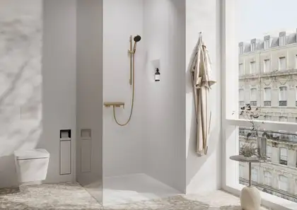 Вбудований тримач для йоржика та туалетного паперу Hansgrohe XtraStoris Rock, колір - Matt White  56062700