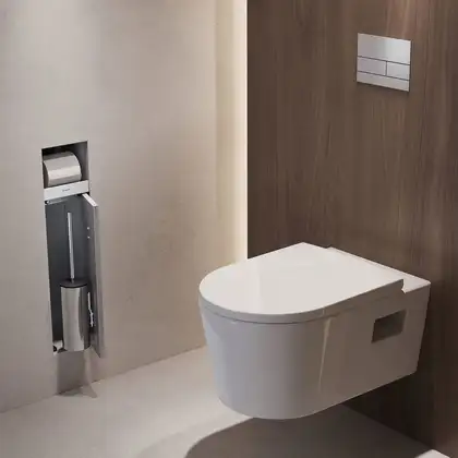 Вбудований тримач для йоржика та туалетного паперу Hansgrohe XtraStoris Rock, колір - Matt White  56062700