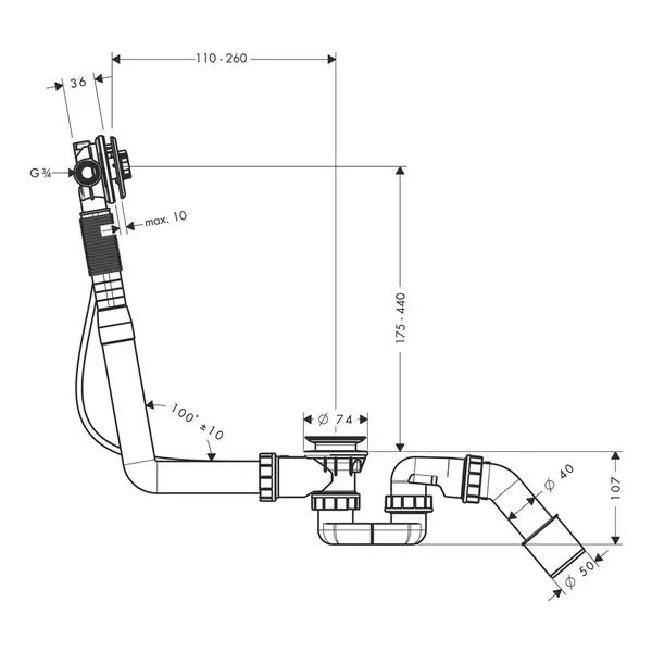 Злив-перелив із наповненням для ванни Hansgrohe Exafill S, чорний матовий 58115180 + 58117670 Злив-перелив із наповненням для ванни Hansgrohe Exafill S, чорний матовий 58115180 + 58117670