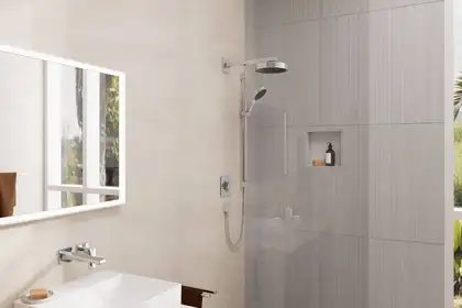 Душовий гарнітур Hansgrohe Rainfinity 130 3jet зі штангою S Puro 90 см та шлангом Designflex 160 см (колір - хром)  28743000