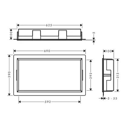 Настінна ніша із вбудованою рамою Hansgrohe XtraStoris Original 30 x 60 x 10 см, бетон (concretegrey)  56064380