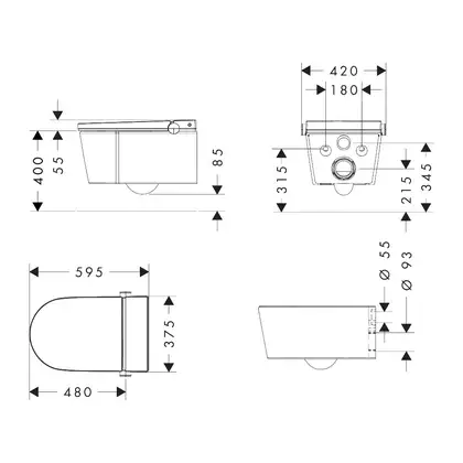 Унітаз із функцією біде Hansgrohe Complete Set LavaPura Element S 63021450 Унітаз із функцією біде Hansgrohe Complete Set LavaPura Element S 63021450