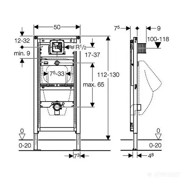 Geberit Duofix Инсталляция для писсуара (111.616.00.2) Geberit Duofix Инсталляция для писсуара (111.616.00.2)