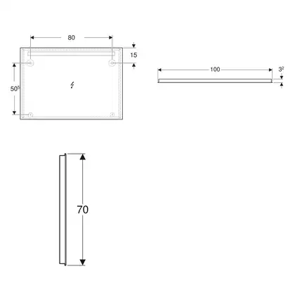 Дзеркало з LED підсвічуванням 100 х h70 см Geberit Option Basic Square 502.809.00.1 Дзеркало з LED підсвічуванням 100 х h70 см Geberit Option Basic Square 502.809.00.1