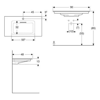 Раковина Geberit One 90 х 48 см 505.006.00.1 Раковина Geberit One 90 х 48 см 505.006.00.1