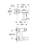 Grohe Eurocube Смеситель для ванны, хром (23140000)