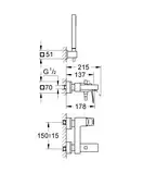 Grohe Eurocube Змішувач для ванни, хром (23141000)