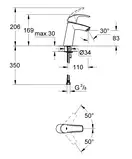 Змішувач для раковини M-розміру Grohe Eurosmart (23324001)