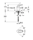 Змішувач для раковини S-розміру Grohe Euroeco New (32734000)