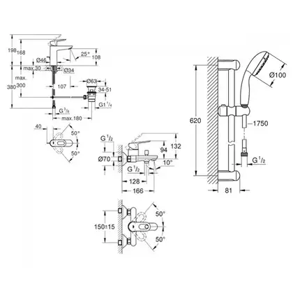Набір змішувачів для ванни M-Size Grohe BauLoop (123215M)