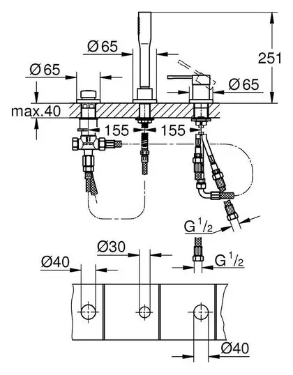 Grohe Essence Змішувач для ванни на 3 отвори, хром (19976001) Grohe Essence Змішувач для ванни на 3 отвори, хром (19976001)