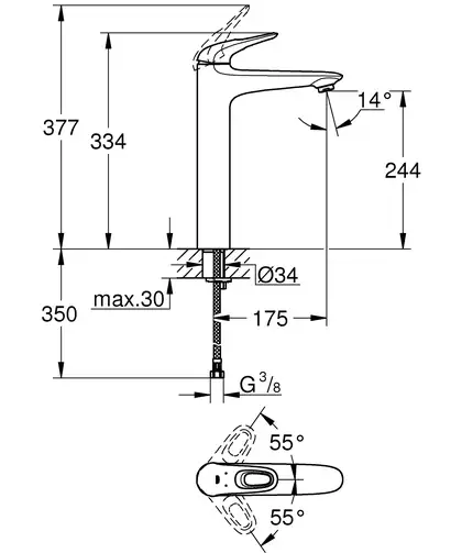 Змішувач на стільницю для раковини XL-розміру Grohe Eurostyle (23570003) Змішувач на стільницю для раковини XL-розміру Grohe Eurostyle (23570003)