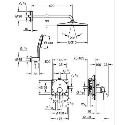Grohe Essence Прихована душова система Rainshower Mono 310 (25287000)